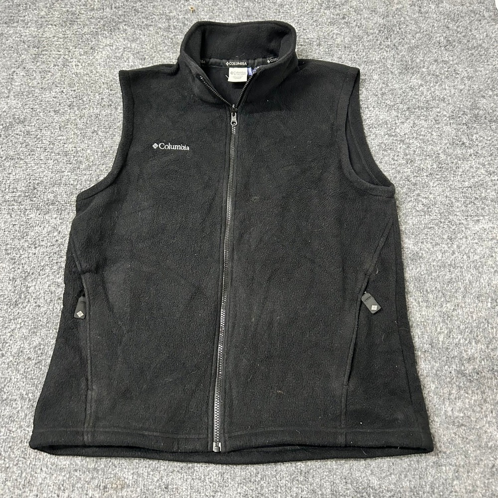 Columbia Fleece Vest Womens Size L Black Full Zip Interchange Core Sleeveless